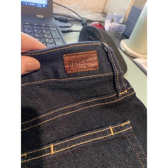 Paige Indio Skinny Jeans Dark Denim Wash 26 Zip Zipper Pockets Stretch Cotton - Picture 7 of 11